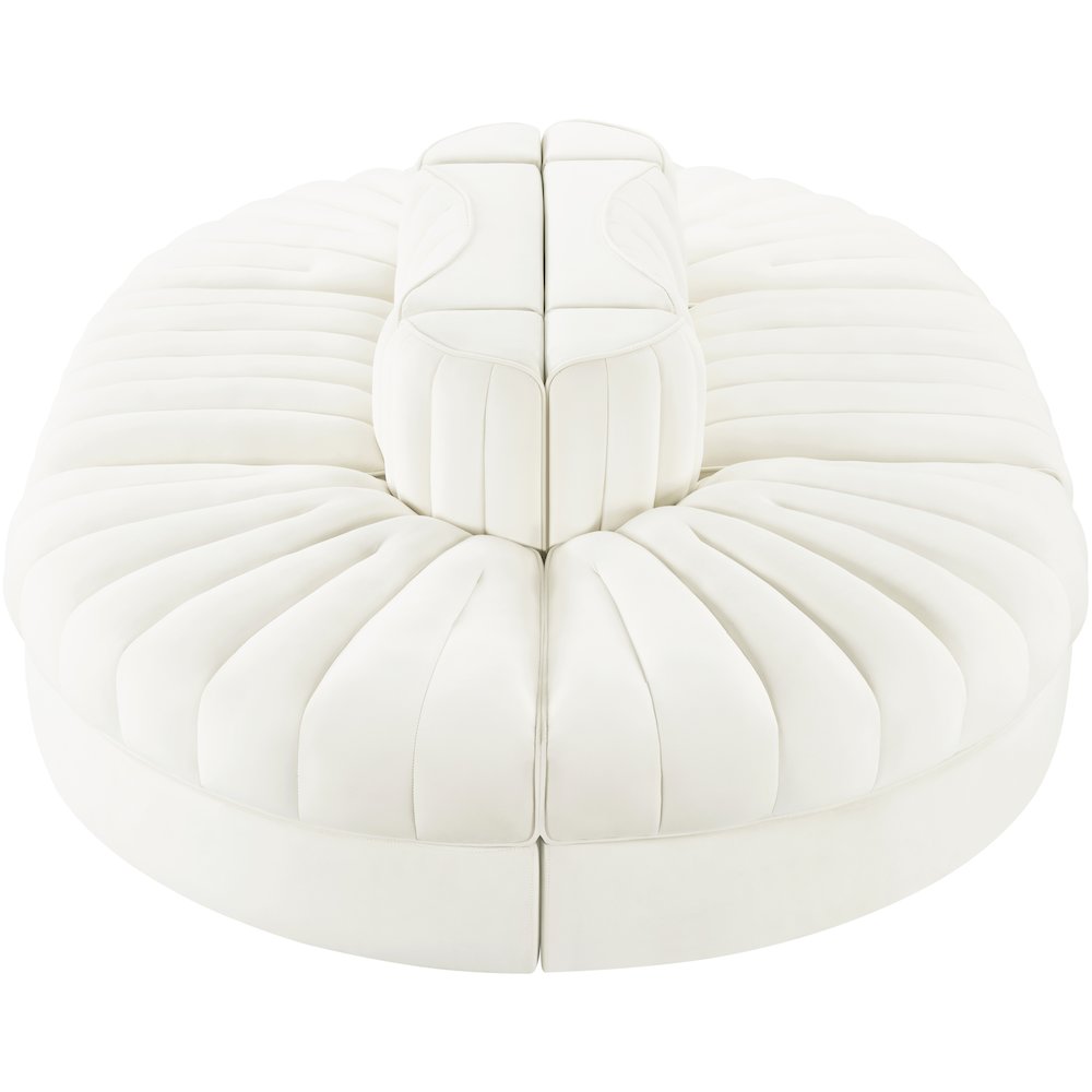 Rummi Cream Velvet Performance Fabric Upholstered 6pc. Modular Sectional