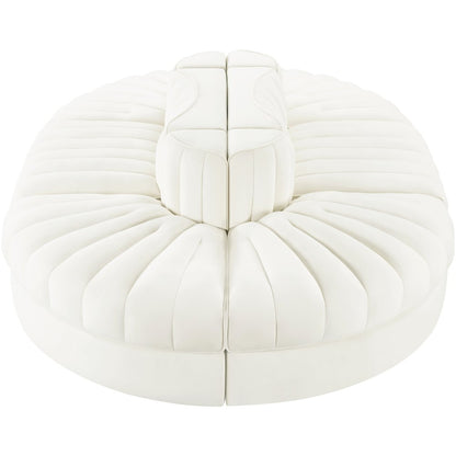 Rummi Cream Velvet Performance Fabric Upholstered 6pc. Modular Sectional