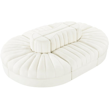 Rummi Cream Velvet Performance Fabric Upholstered 6pc. Modular Sectional