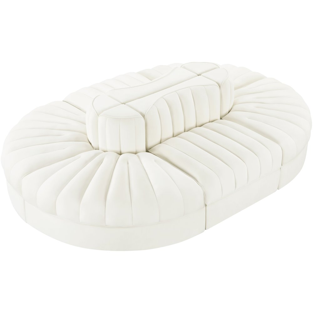 Rummi Cream Velvet Performance Fabric Upholstered 6pc. Modular Sectional