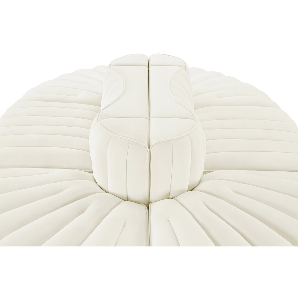 Rummi Cream Velvet Performance Fabric Upholstered 6pc. Modular Sectional