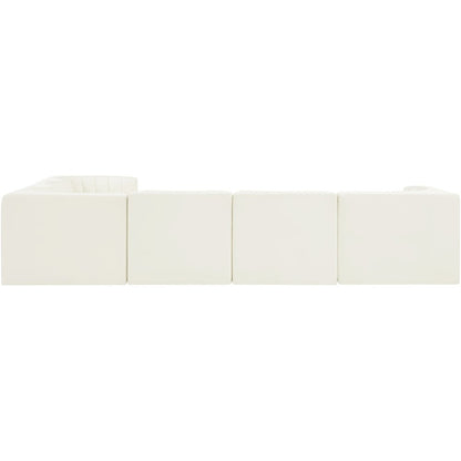 Rummi Cream Velvet Performance Fabric Upholstered 6pc. Modular Sectional