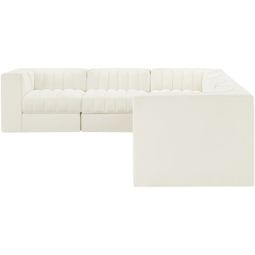 Rummi Cream Velvet Performance Fabric Upholstered 6pc. Modular Sectional