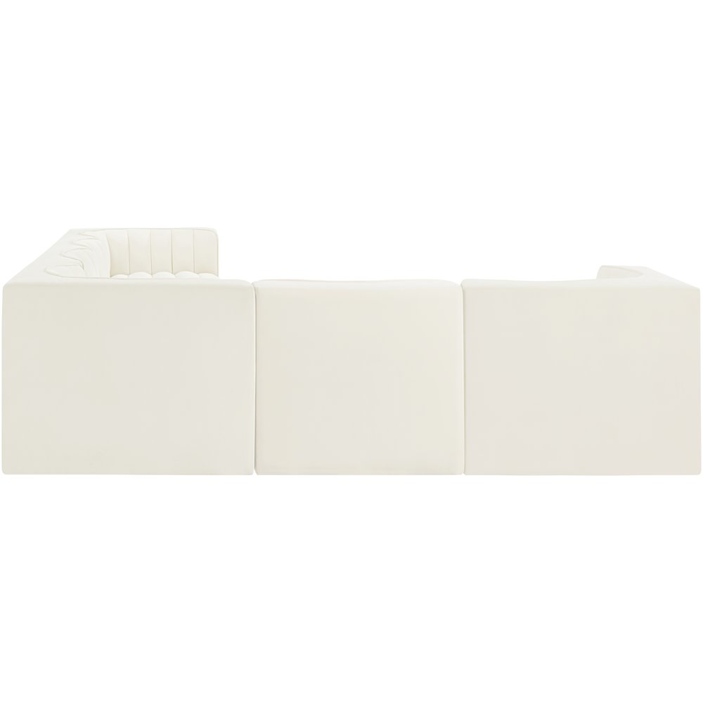 Rummi Cream Velvet Performance Fabric Upholstered 6pc. Modular Sectional