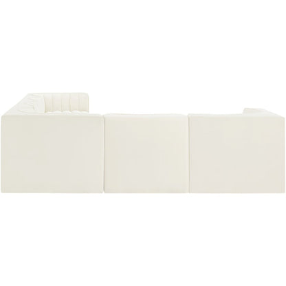 Rummi Cream Velvet Performance Fabric Upholstered 6pc. Modular Sectional