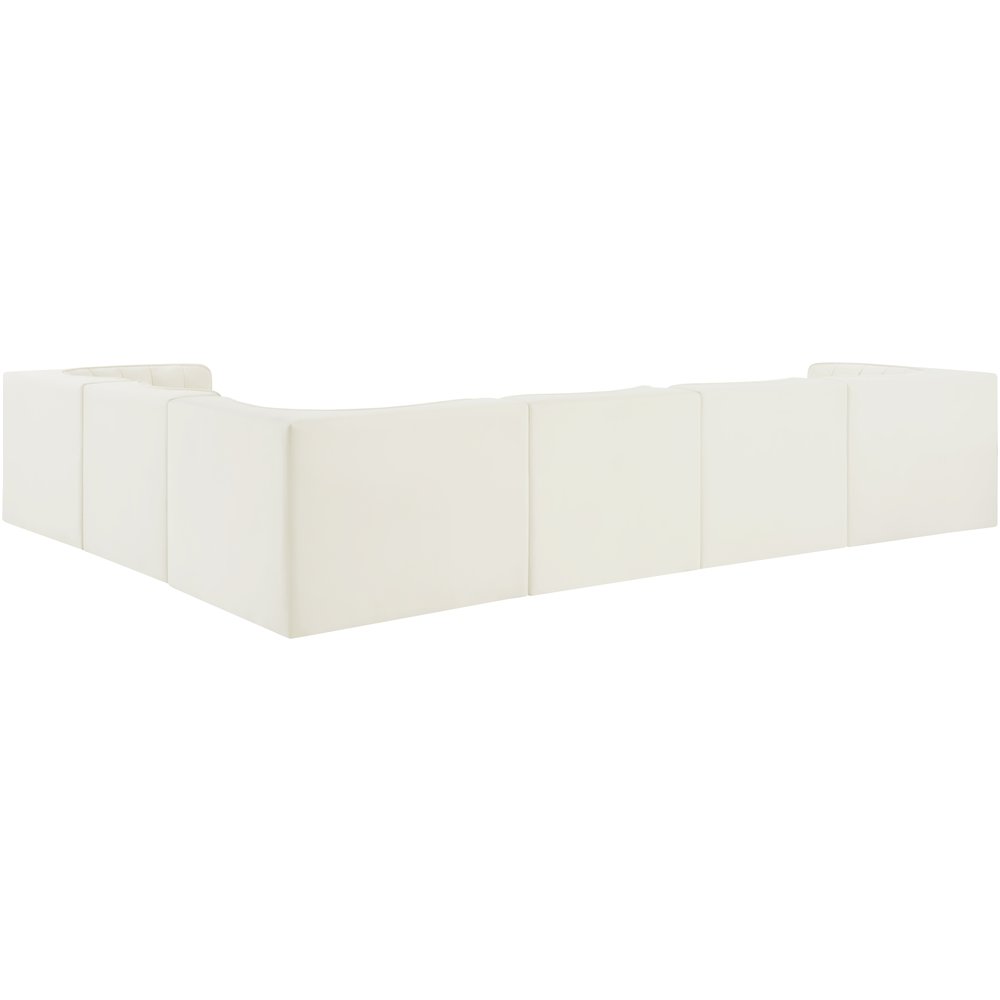 Rummi Cream Velvet Performance Fabric Upholstered 6pc. Modular Sectional