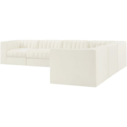 Rummi Cream Velvet Performance Fabric Upholstered 6pc. Modular Sectional