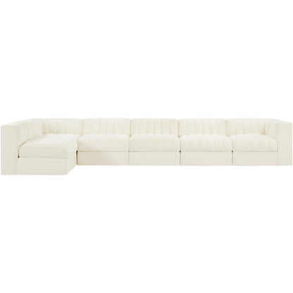 Rummi Cream Velvet Performance Fabric Upholstered 6pc. Modular Sectional