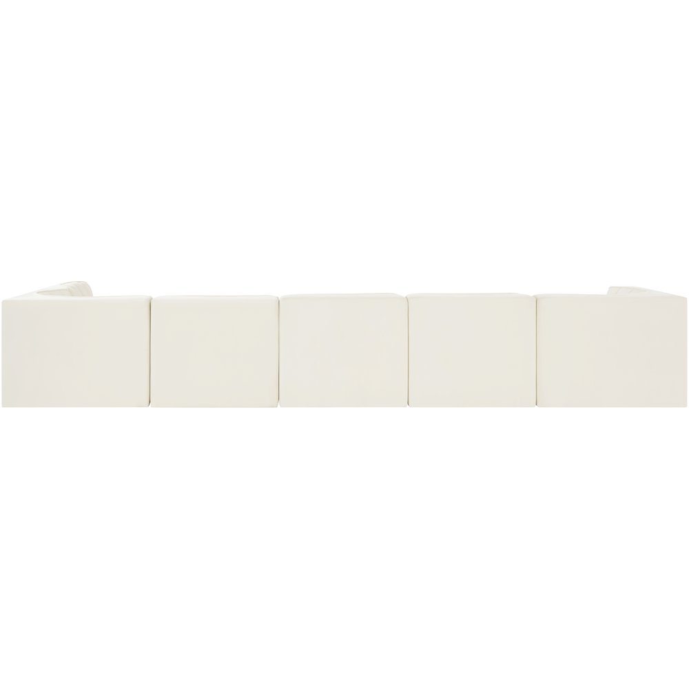 Rummi Cream Velvet Performance Fabric Upholstered 6pc. Modular Sectional