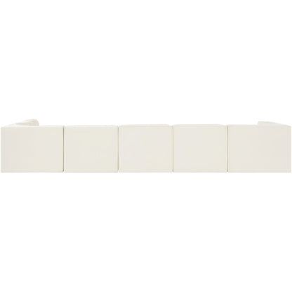 Rummi Cream Velvet Performance Fabric Upholstered 6pc. Modular Sectional