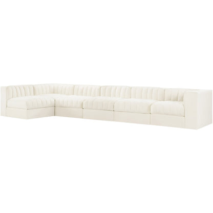 Rummi Cream Velvet Performance Fabric Upholstered 6pc. Modular Sectional