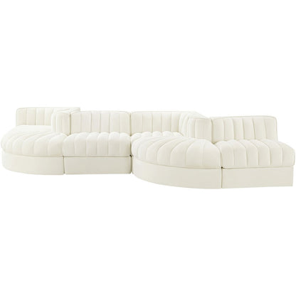 Rummi Cream Velvet Performance Fabric Upholstered 6pc. Modular Sectional