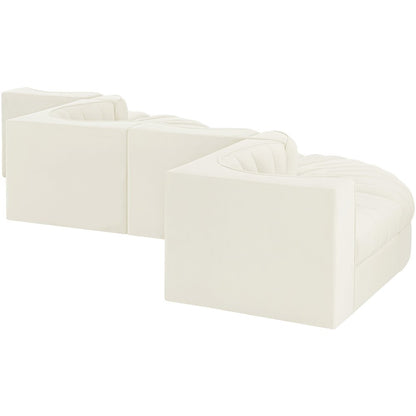 Rummi Cream Velvet Performance Fabric Upholstered 6pc. Modular Sectional