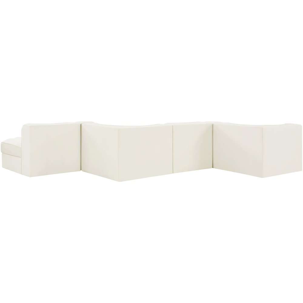 Rummi Cream Velvet Performance Fabric Upholstered 6pc. Modular Sectional