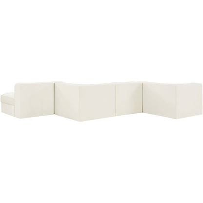 Rummi Cream Velvet Performance Fabric Upholstered 6pc. Modular Sectional