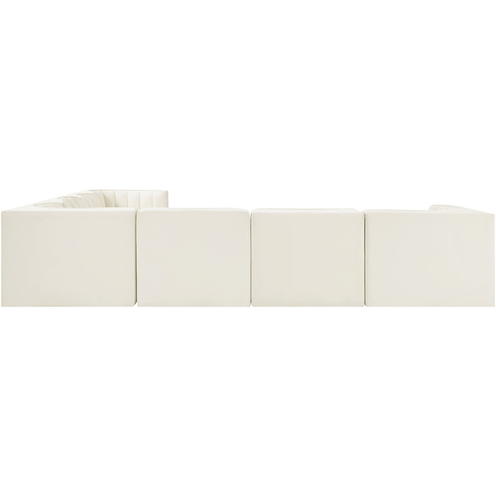 Rummi Cream Velvet Performance Fabric Upholstered 7pc. Modular Sectional