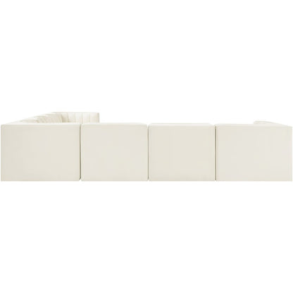 Rummi Cream Velvet Performance Fabric Upholstered 7pc. Modular Sectional
