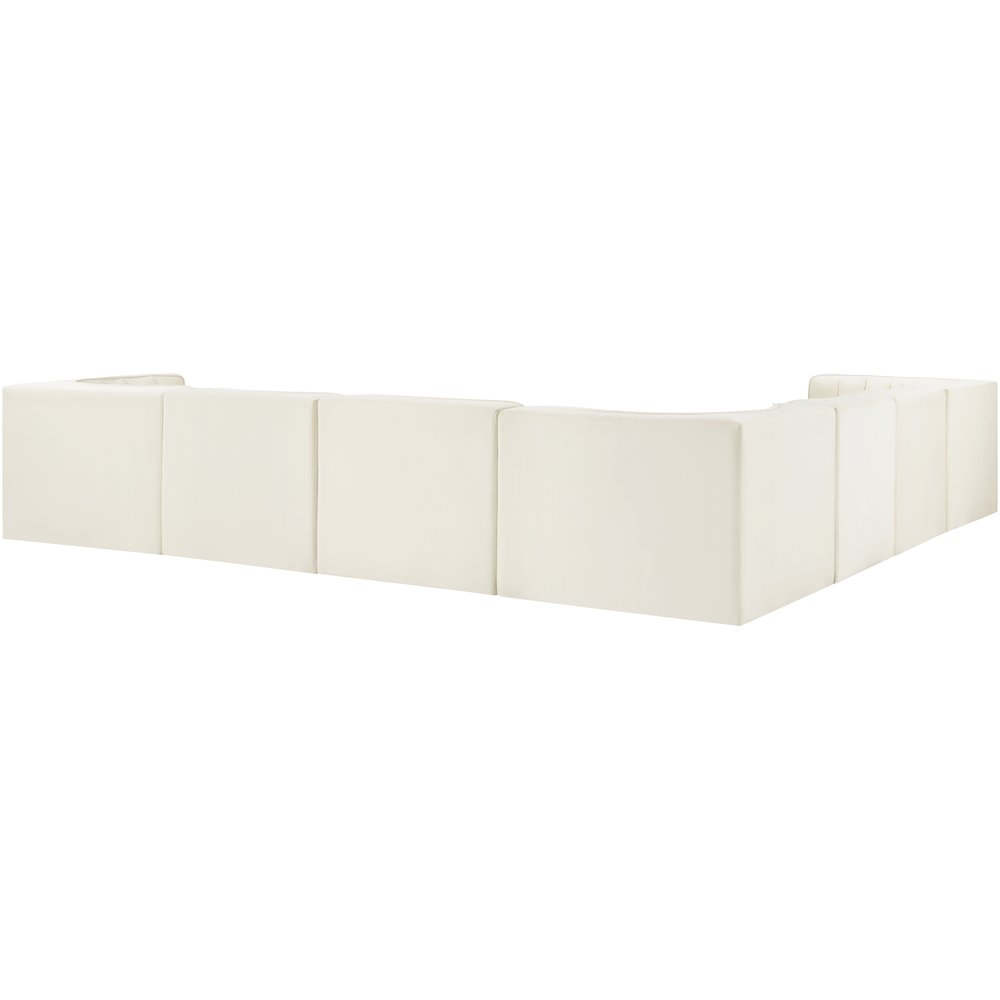 Rummi Cream Velvet Performance Fabric Upholstered 7pc. Modular Sectional