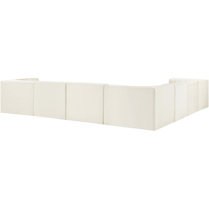 Rummi Cream Velvet Performance Fabric Upholstered 7pc. Modular Sectional