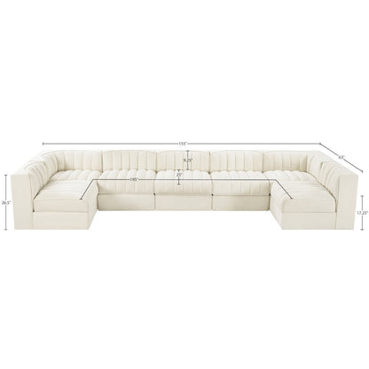 Rummi Cream Velvet Performance Fabric Upholstered 7pc. Modular Sectional