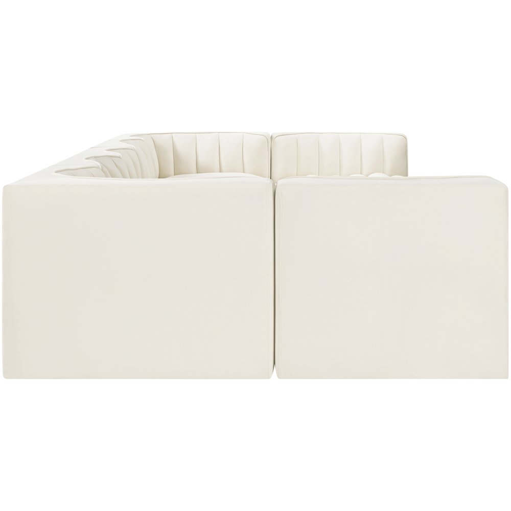 Rummi Cream Velvet Performance Fabric Upholstered 7pc. Modular Sectional