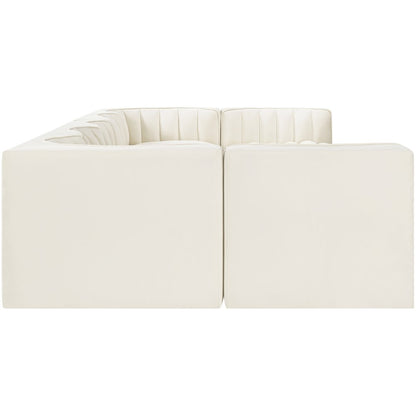 Rummi Cream Velvet Performance Fabric Upholstered 7pc. Modular Sectional