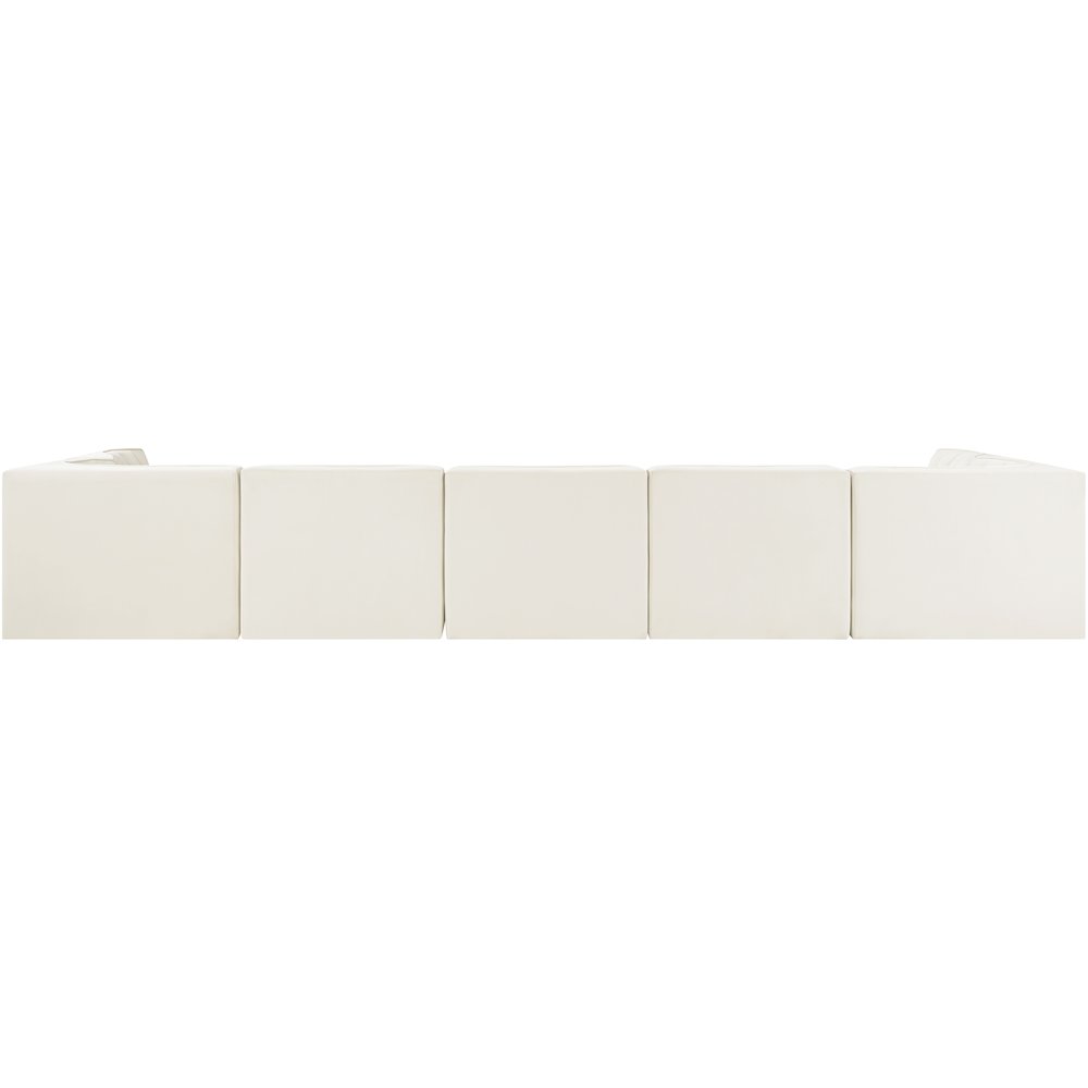 Rummi Cream Velvet Performance Fabric Upholstered 7pc. Modular Sectional