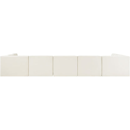 Rummi Cream Velvet Performance Fabric Upholstered 7pc. Modular Sectional