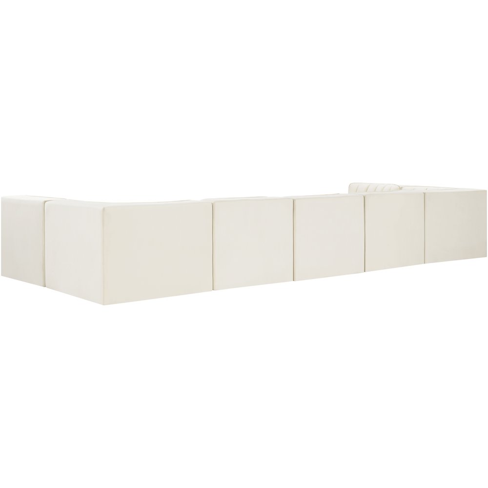 Rummi Cream Velvet Performance Fabric Upholstered 7pc. Modular Sectional