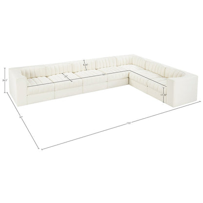 Rummi Cream Velvet Performance Fabric Upholstered 7pc. Modular Sectional