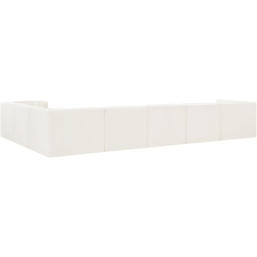 Rummi Cream Velvet Performance Fabric Upholstered 7pc. Modular Sectional
