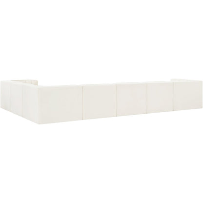 Rummi Cream Velvet Performance Fabric Upholstered 7pc. Modular Sectional