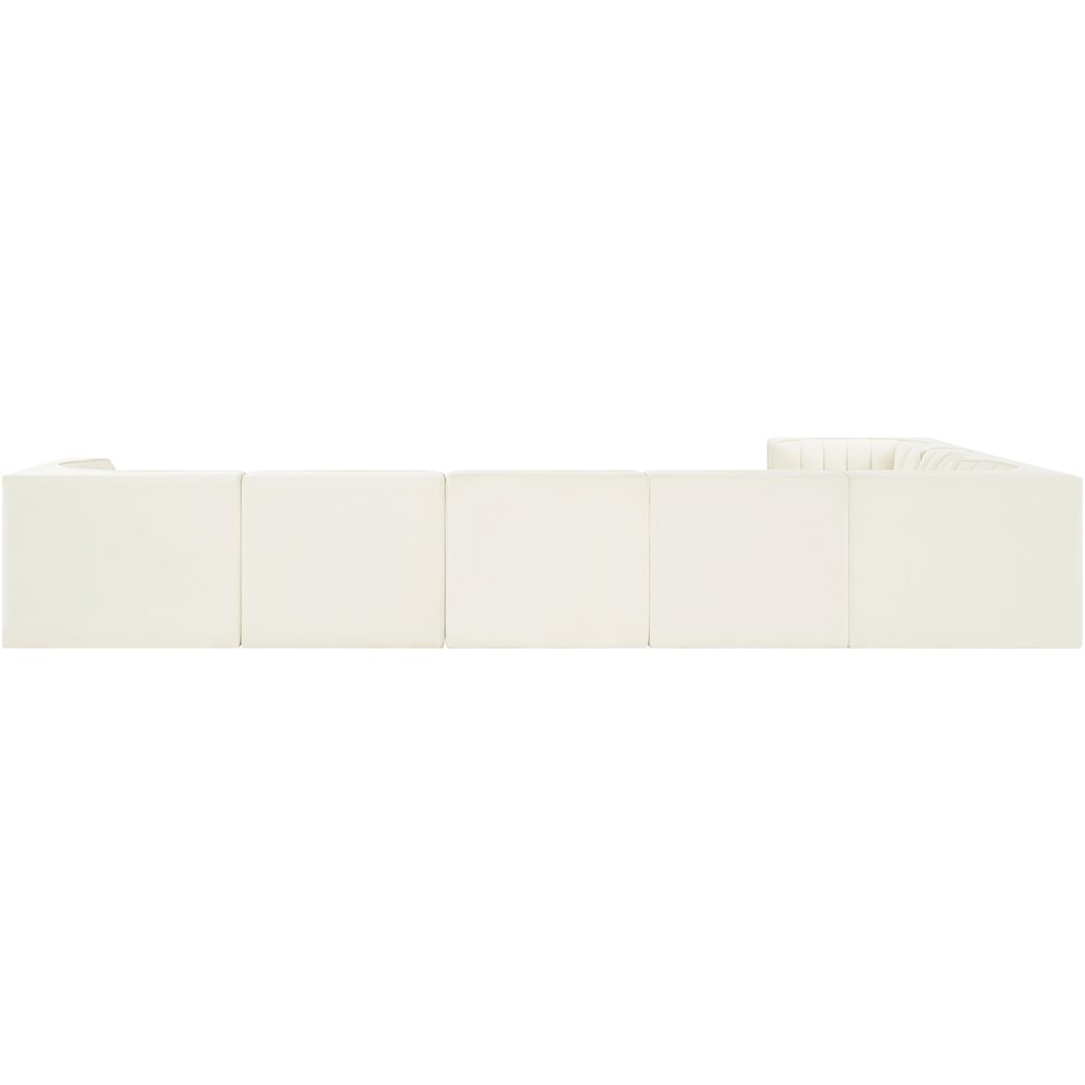 Rummi Cream Velvet Performance Fabric Upholstered 7pc. Modular Sectional