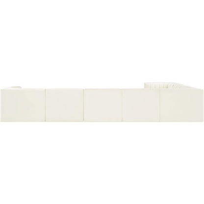 Rummi Cream Velvet Performance Fabric Upholstered 7pc. Modular Sectional