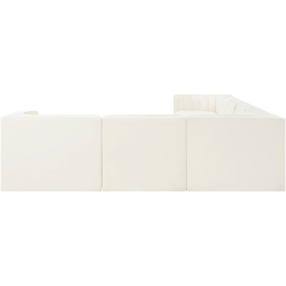 Rummi Cream Velvet Performance Fabric Upholstered 7pc. Modular Sectional