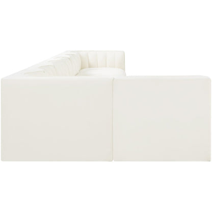 Rummi Cream Velvet Performance Fabric Upholstered 7pc. Modular Sectional