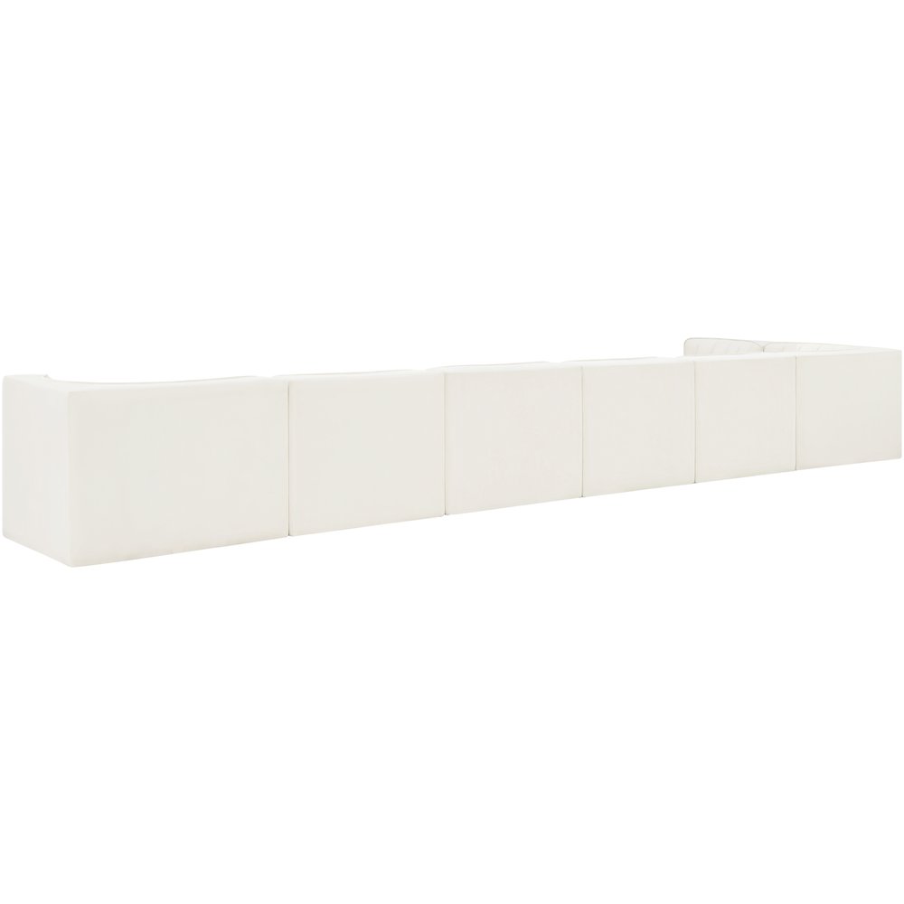 Rummi Cream Velvet Performance Fabric Upholstered 7pc. Modular Sectional