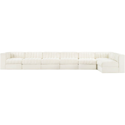 Rummi Cream Velvet Performance Fabric Upholstered 7pc. Modular Sectional