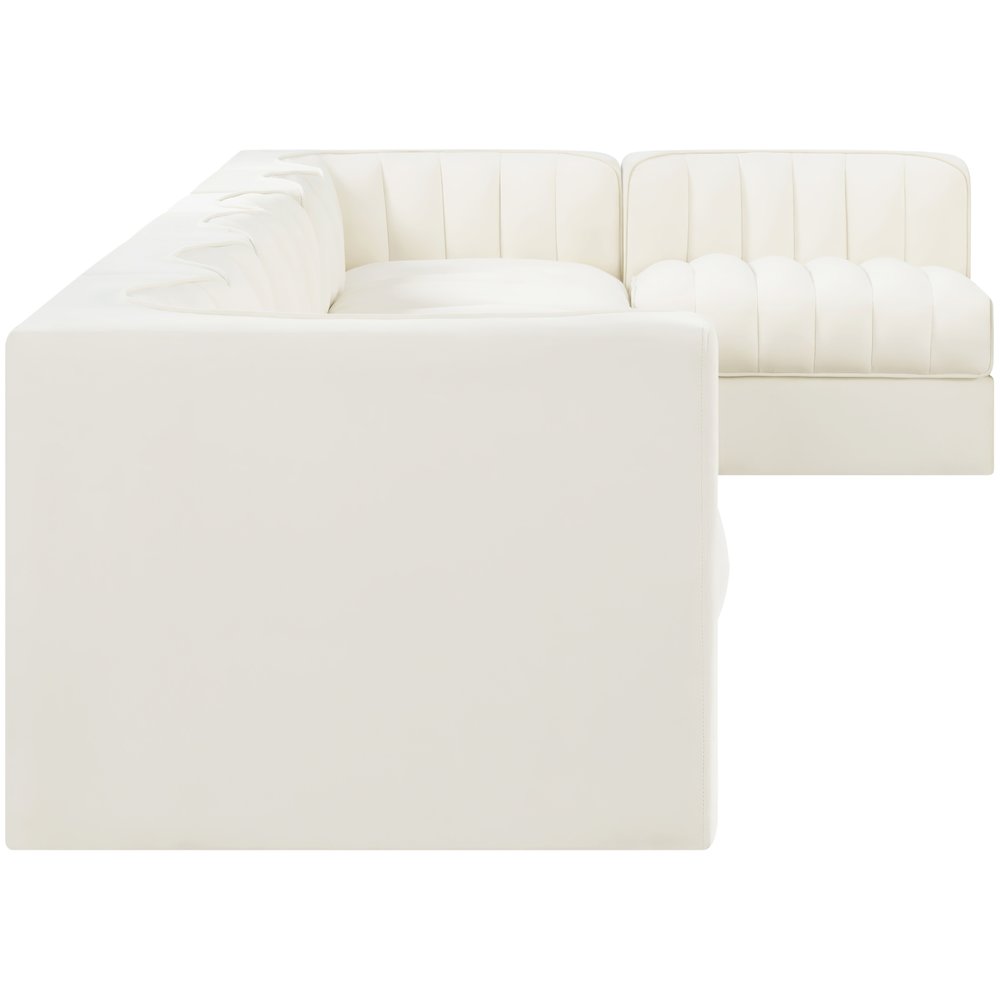 Rummi Cream Velvet Performance Fabric Upholstered 7pc. Modular Sectional