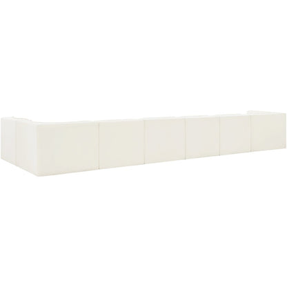 Rummi Cream Velvet Performance Fabric Upholstered 7pc. Modular Sectional