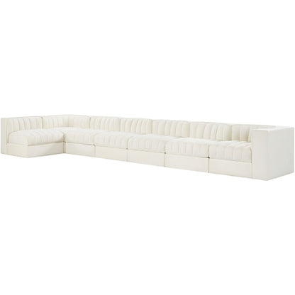 Rummi Cream Velvet Performance Fabric Upholstered 7pc. Modular Sectional