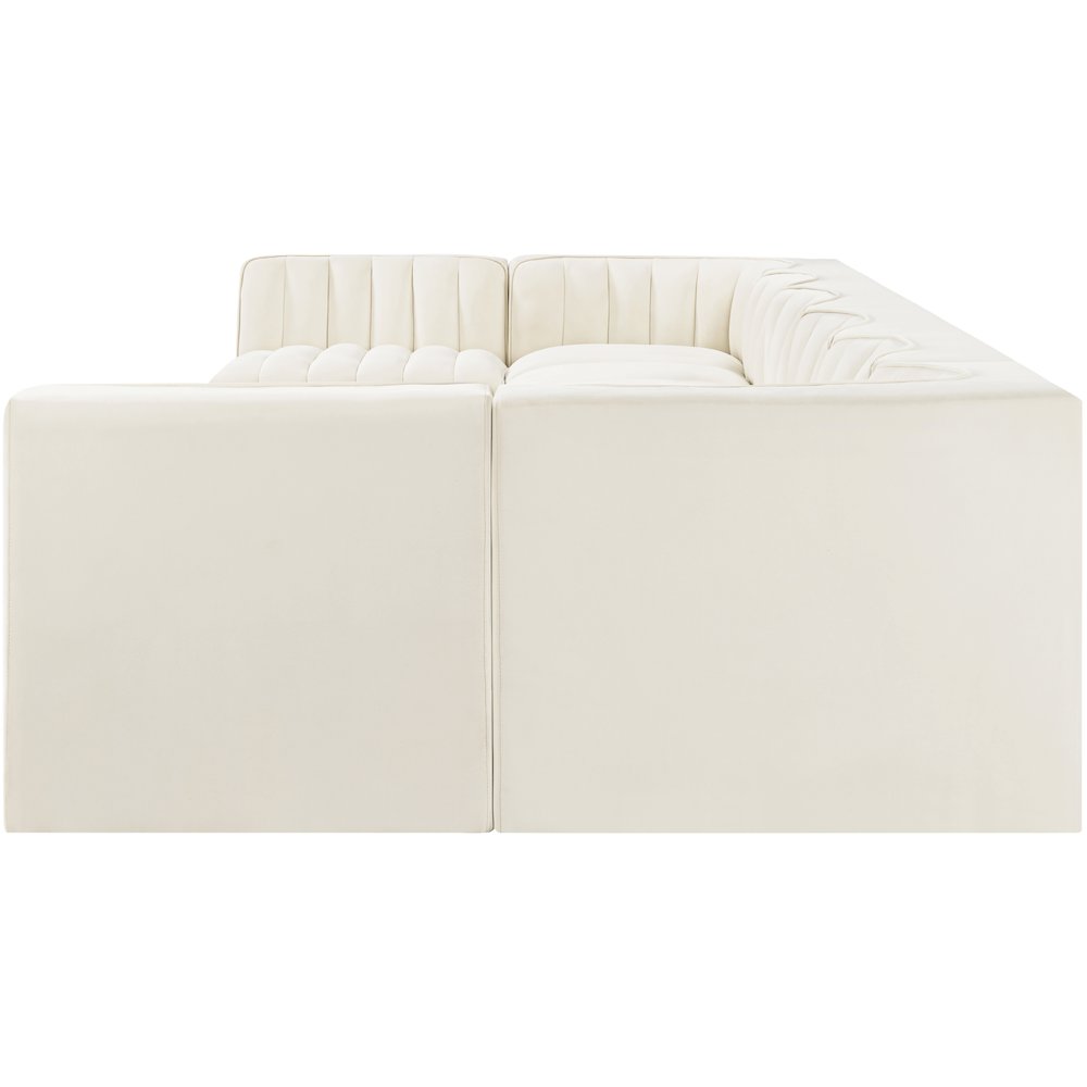 Rummi Cream Velvet Performance Fabric Upholstered 8pc. Modular Sectional