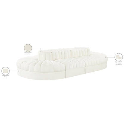 Rummi Cream Velvet Performance Fabric Upholstered 8pc. Modular Sectional