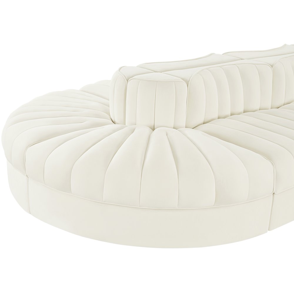 Rummi Cream Velvet Performance Fabric Upholstered 8pc. Modular Sectional
