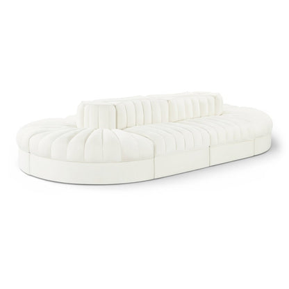 Rummi Cream Velvet Performance Fabric Upholstered 8pc. Modular Sectional