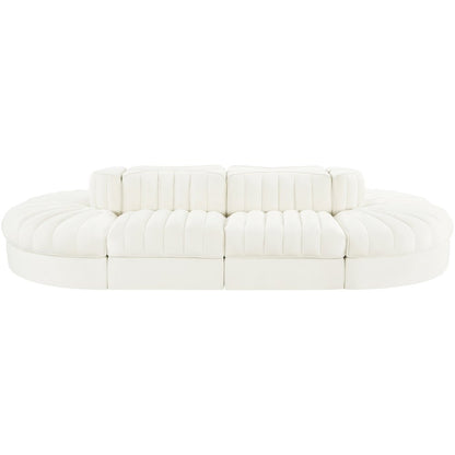 Rummi Cream Velvet Performance Fabric Upholstered 8pc. Modular Sectional