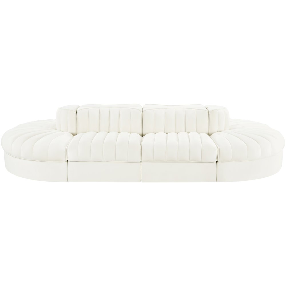 Rummi Cream Velvet Performance Fabric Upholstered 8pc. Modular Sectional
