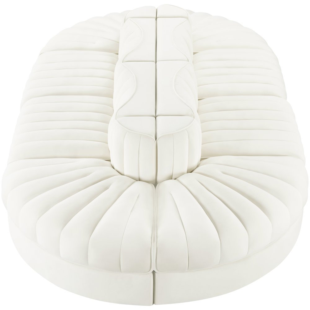 Rummi Cream Velvet Performance Fabric Upholstered 8pc. Modular Sectional