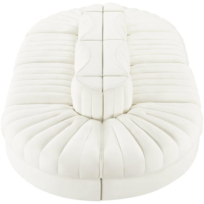 Rummi Cream Velvet Performance Fabric Upholstered 8pc. Modular Sectional
