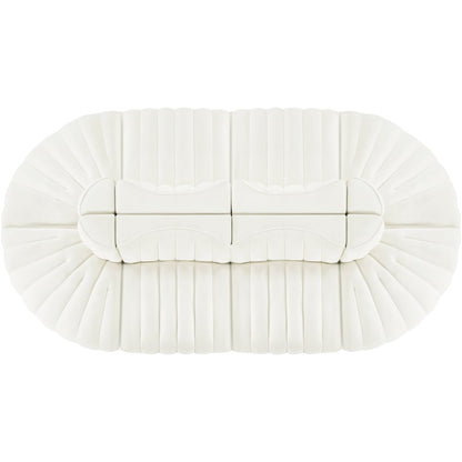 Rummi Cream Velvet Performance Fabric Upholstered 8pc. Modular Sectional